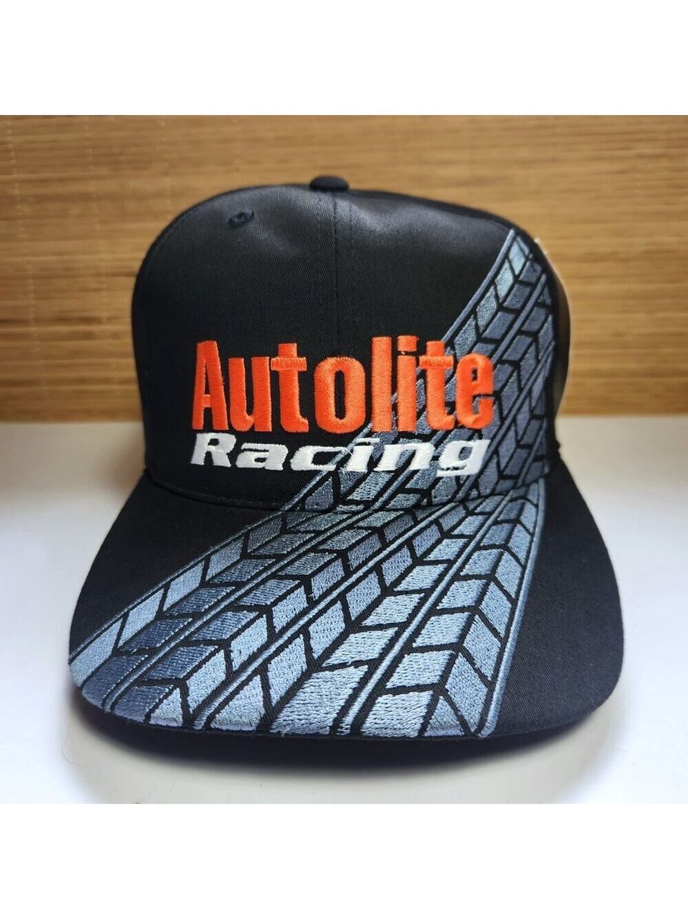 Autolite Racing Hat Deadstock NOS Embroidered Tire Tread Snapback Flat Brim NWT